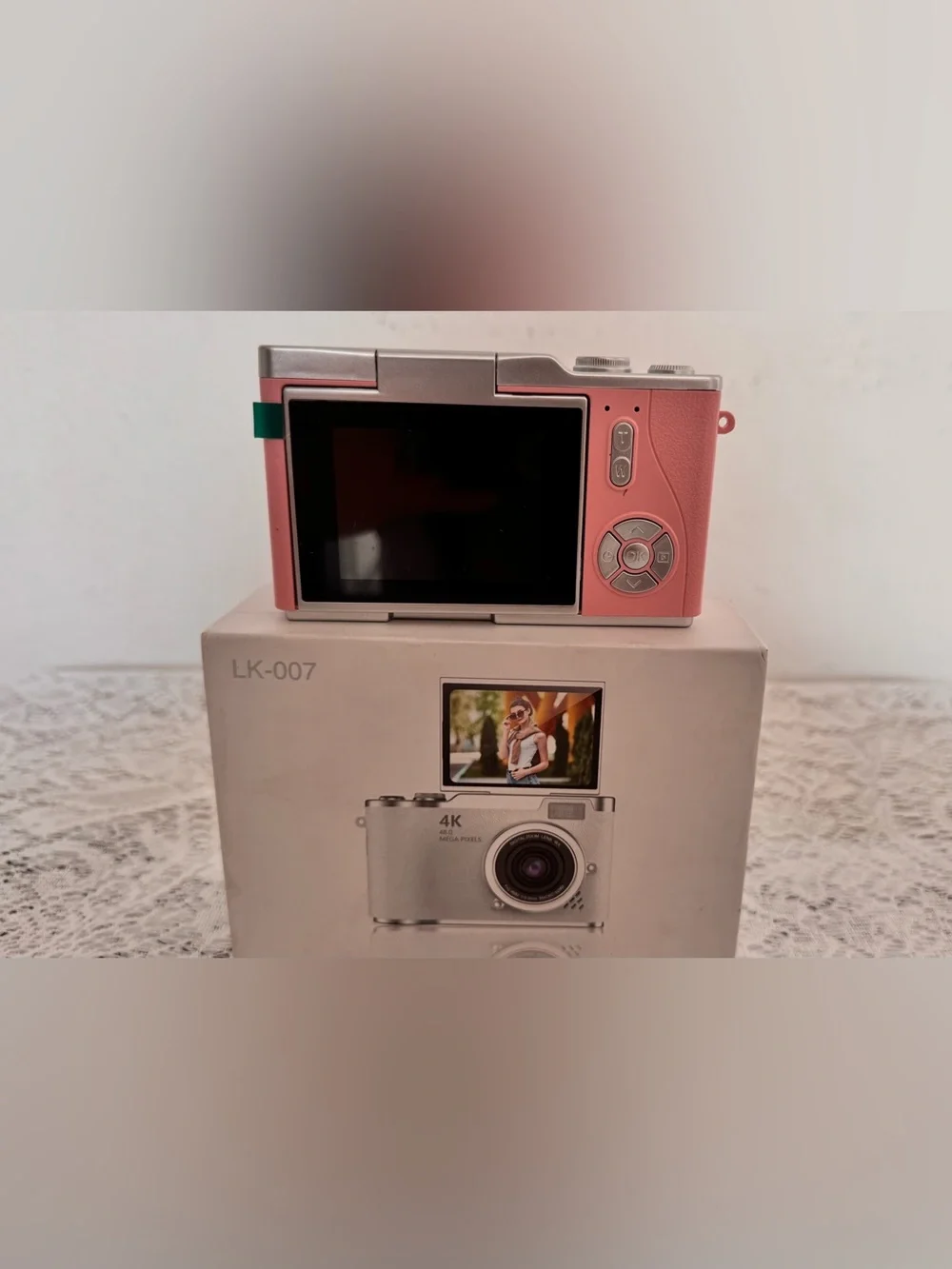 New 4K Digital Camera 48MP Vlogging Camera with Flip Screen – Pink (LK-007)